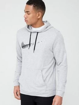 Image of Nike Dry Swoosh Graphic Pullover Hoodie - Dark Grey