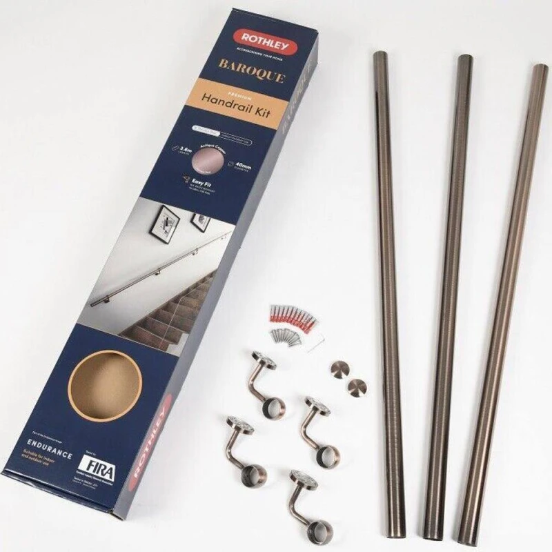 Image of Forgeworks Antique Copper Premium Easy Install Indoor Stair Handrail Kit 3.6 m in Bronze Bronze Unisex