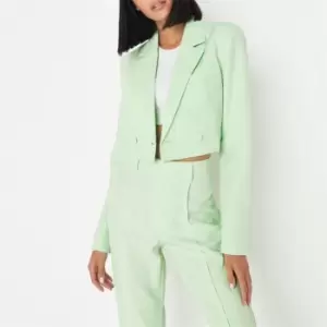 Image of Missguided Tall Tailored Crop Blazer - Green