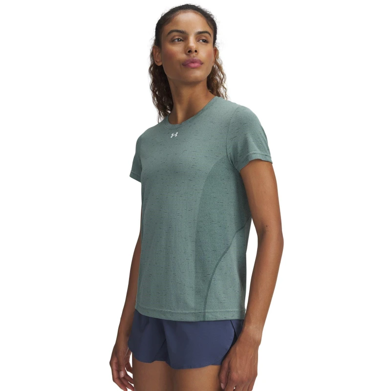 Image of Under Armour Womens Vanish Seamless Short-Sleeve Performance Gym Top Green/White female 12 (M)