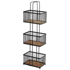 Image of Crodyex 3 Tier Black and Wood Storage Unit - 730 x 220mm