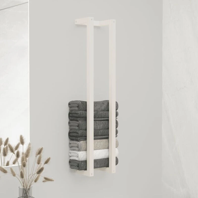 Image of vidaXL Towel Rack White 23X18X110cm Solid Wood Pine, White 822403