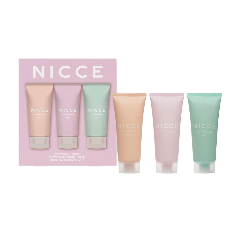 Image of Nicce 150ml Body Wash 150ml Body Lotion and 150ml Body Scrub Gift Set 3 x 150ml female One Size