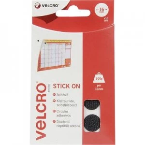 Image of VELCRO VEL-EC60228 Hook-and-loop stick-on dots stick-on Hook and loop pad (Ø) 16mm Black 16 Pair