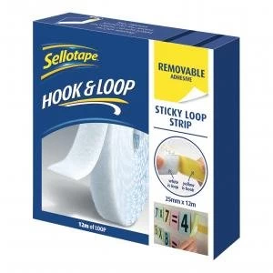 Image of Sellotape 25mm x 12m Removable Sticky Loop Strip 2055797