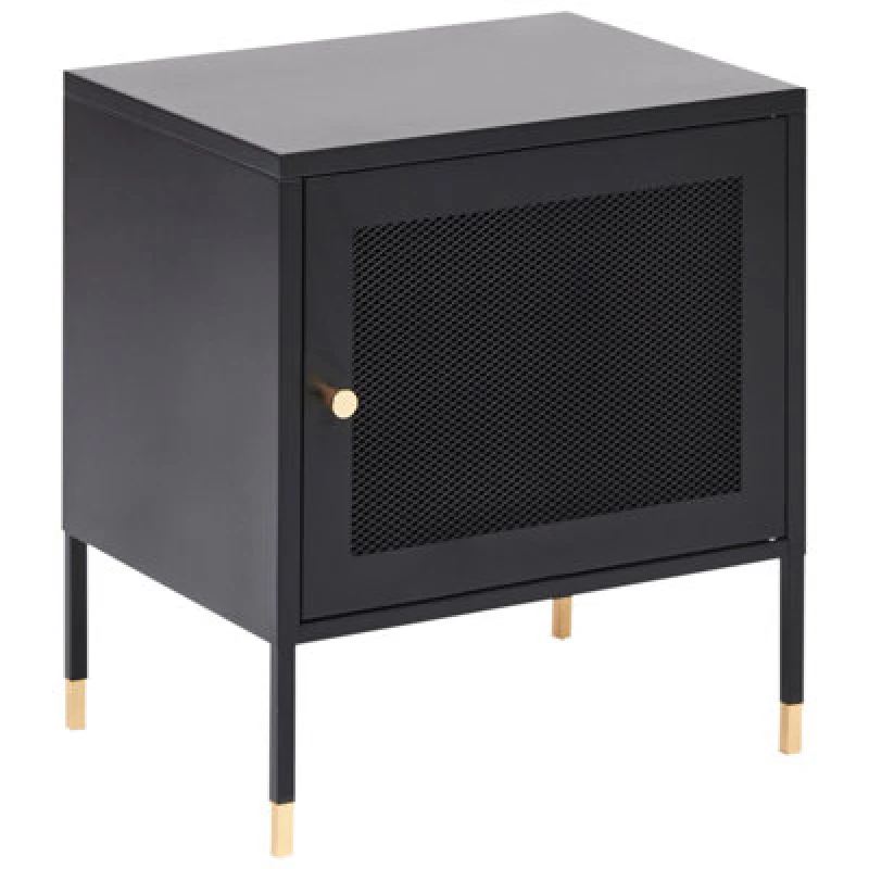 Image of Beliani Bedside Table Ossett Metal Black