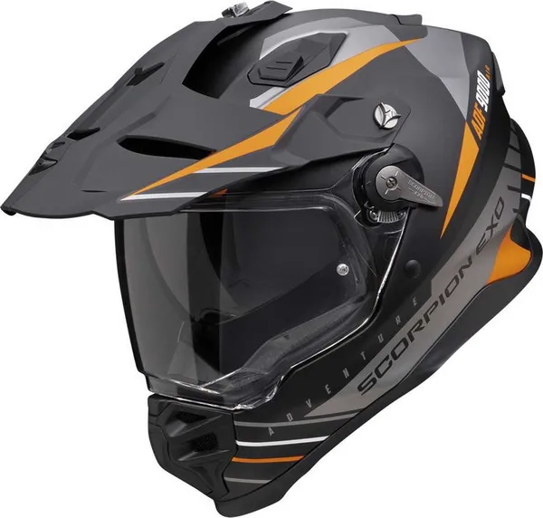 Image of Scorpion ADF-9000 AIR Feat Matt Black Silver Orange Adventure Helmet Size M