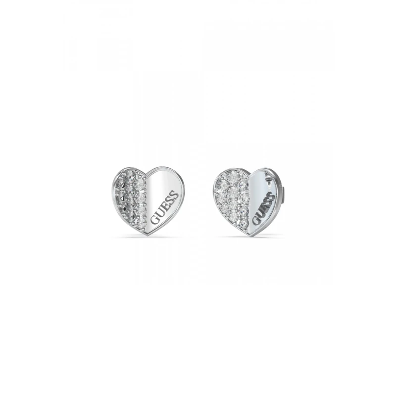 Image of Lovely Guess 12mm Plain Pave Heart Earrings UBE03038RH