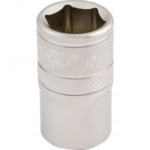 Image of Draper 1/2" Drive Satin Finish Hexagon Socket Metric 1/2" 15mm