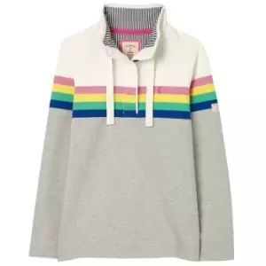Image of Joules Womens Saunton Classic Funnel Neck Sweatshirt Grey Marl Stripe 18