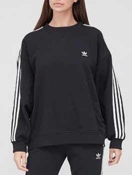 Image of adidas Originals 3 Stripe Oversized Sweatshirt - Black, Size 12, Women