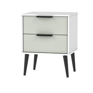 Image of Kyoto Matt grey & white 2 Drawer Bedside chest (H)570mm (W)450mm (D)395mm