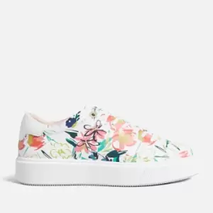 Image of Ted Baker Lonnia Floral-Print Leather Flatform Trainers - UK 5