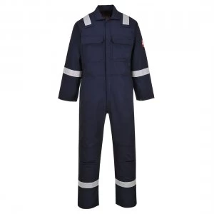 Image of Biz Weld Mens Iona Flame Resistant Coverall Navy Blue Medium 32"
