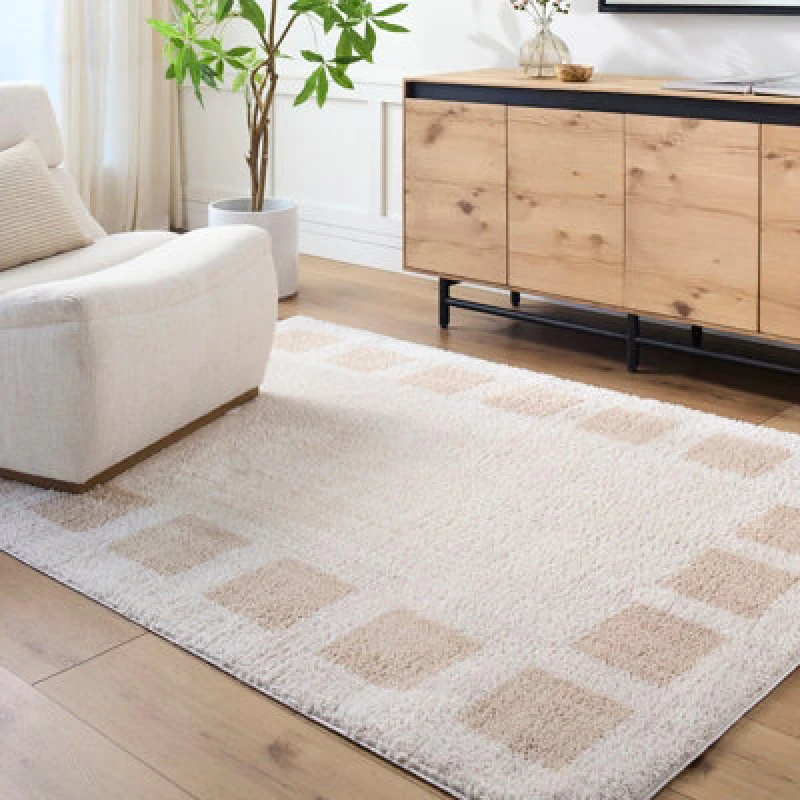 Image of Livabliss Machine Washable Modern Shaggy Beige Amine Area Rug 120 X 170 Cm - Easy Care, Non Shedding, Ideal For Living Room & Bedroom