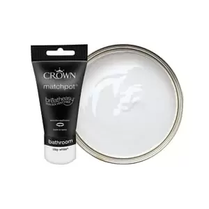 Image of Crown Easyclean Midsheen Emulsion Bathroom Paint - Clay White Tester Pot - 40ml
