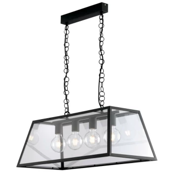 Image of Fan Europe Lighting - Fan Europe Lexington - Bar Lantern Ceiling Pendant, Black, Transparent, E27