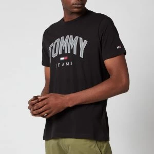Image of Tommy Jeans Mens Shadow Print Logo T-Shirt - Black - M