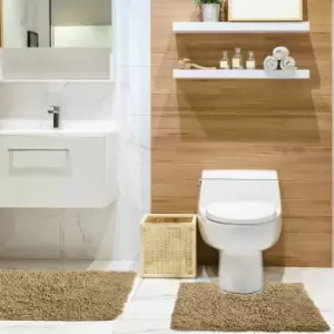 Image of Emma Barclay - Tumble Twist 100% Cotton Bath Mat & Pedestal Mat Set, Coffee