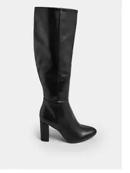 Image of Yours Wide Fit Heeled Knee Boot Black, Size E, Women