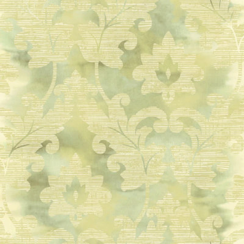 Image of Wallquest Villa Rosa Damask Leaf Lime Wallpaper Floral Leaves Acrylic Coated