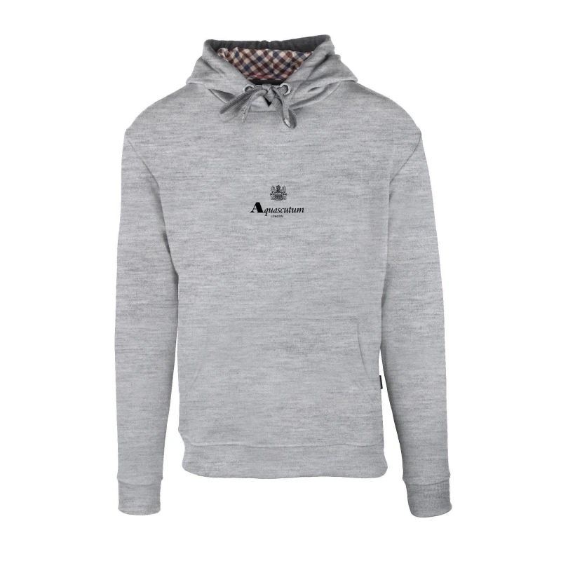Image of Aquascutum Mens Hooded Sweat Pull Over Hoodie Grey male 2X Large