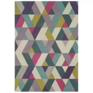 Image of Asiatic Funk Chevron 02 Rug Blue Green - 140x200cm, Wool, Geometric - Blue/Green/Pink/Cream