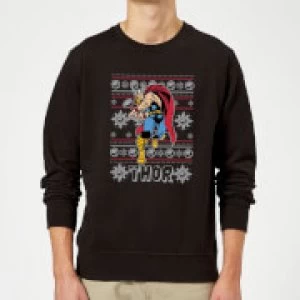 Image of Marvel Comics The Mighty Thor Christmas Knit Black Christmas Sweatshirt - S - Black