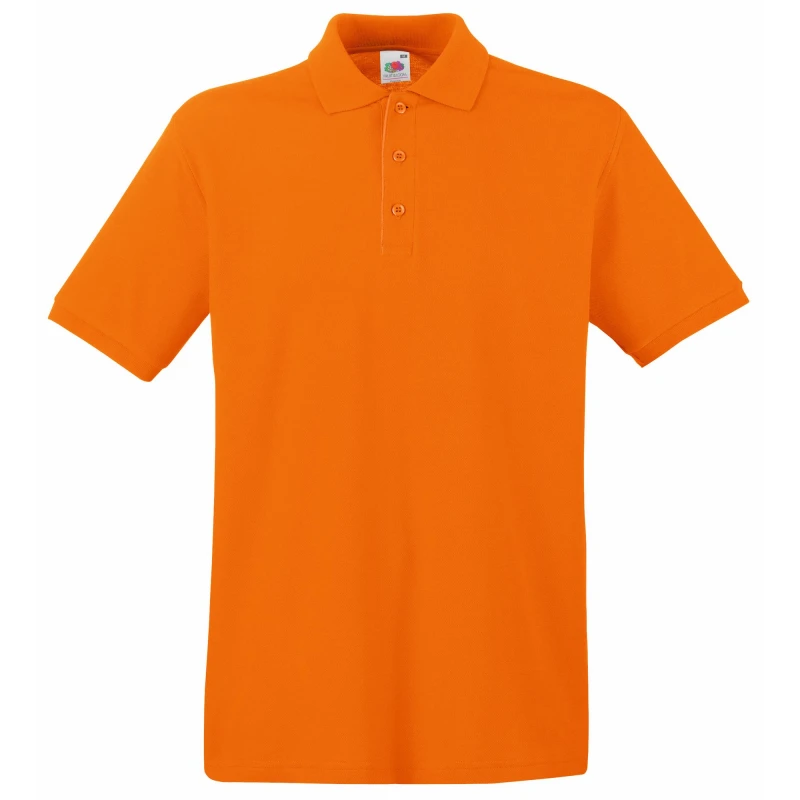 Image of Fruit Of The Loom Fruit of the Loom Men Premium Short Sleeve Polo Shirt in Orange Size: Small Orange S Male 5055747695908