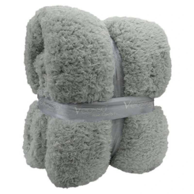 Image of Velosso Chic Comfort Cloud Soft Teddy Fleece Throw Blanket - Cosy, Warm Sofa And Bed Lounge Throw, Soft Touch, 130Cmx180Cm - Silver