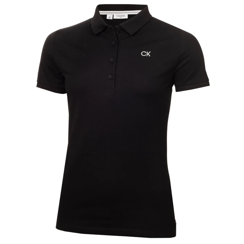 Image of Calvin Klein Golf Womens Short-Sleeve Performance Polo Shirt Black female 8 (XS)