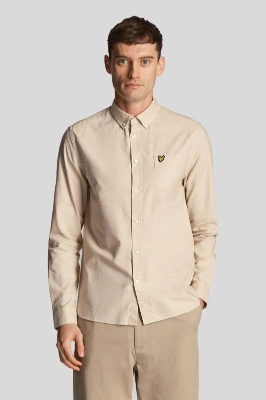 Image of Lyle & Scott Oxford Long Sleeve Shirt Ecru Ecru male