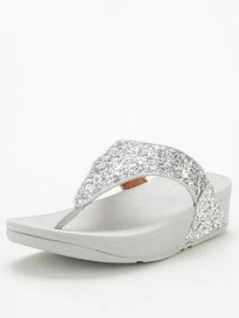 Image of Fitflop Lulu Toe Post Glitter Flat Sandal - Silver