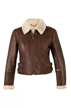 Image of Ella Cropped Sheepskin Flying Jacket