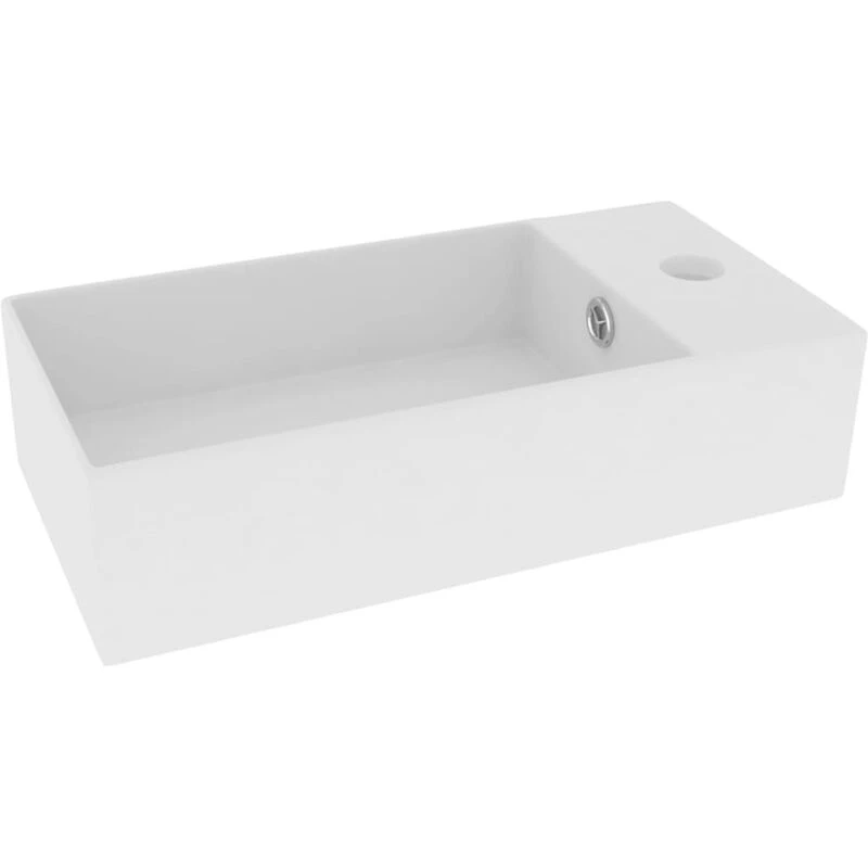 Image of vidaXL Bathroom Sink with Overflow Ceramic Matt White 146987