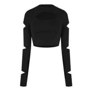 Image of I Saw It First Cut Out Long Sleeve Crop Top - Black