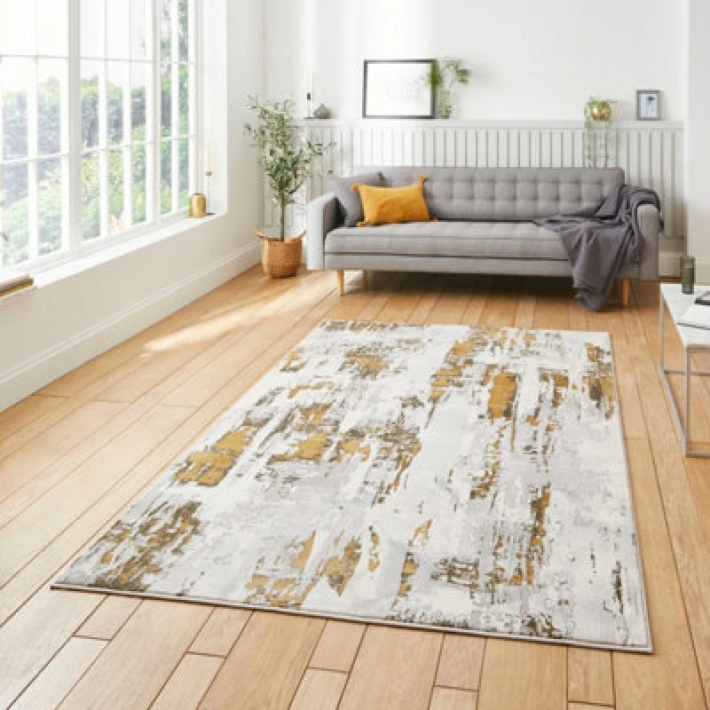 Image of Apollo GR579 Modern Abstract Rug Grey Gold