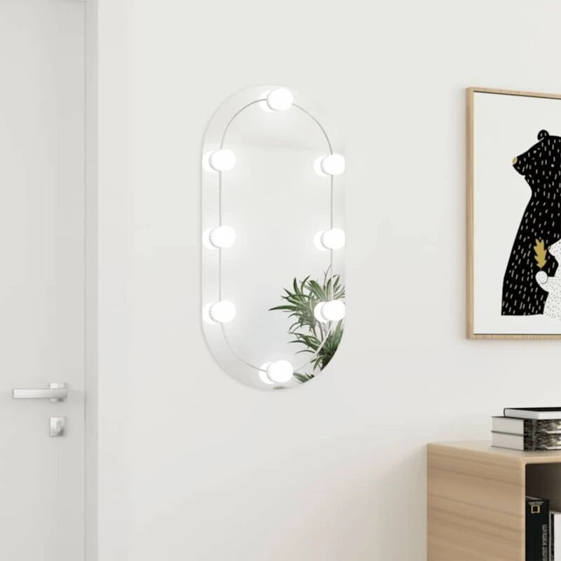Image of VIDAXL Mirror with LED Lights 80x40cm Glass Oval Vidaxl 3102975