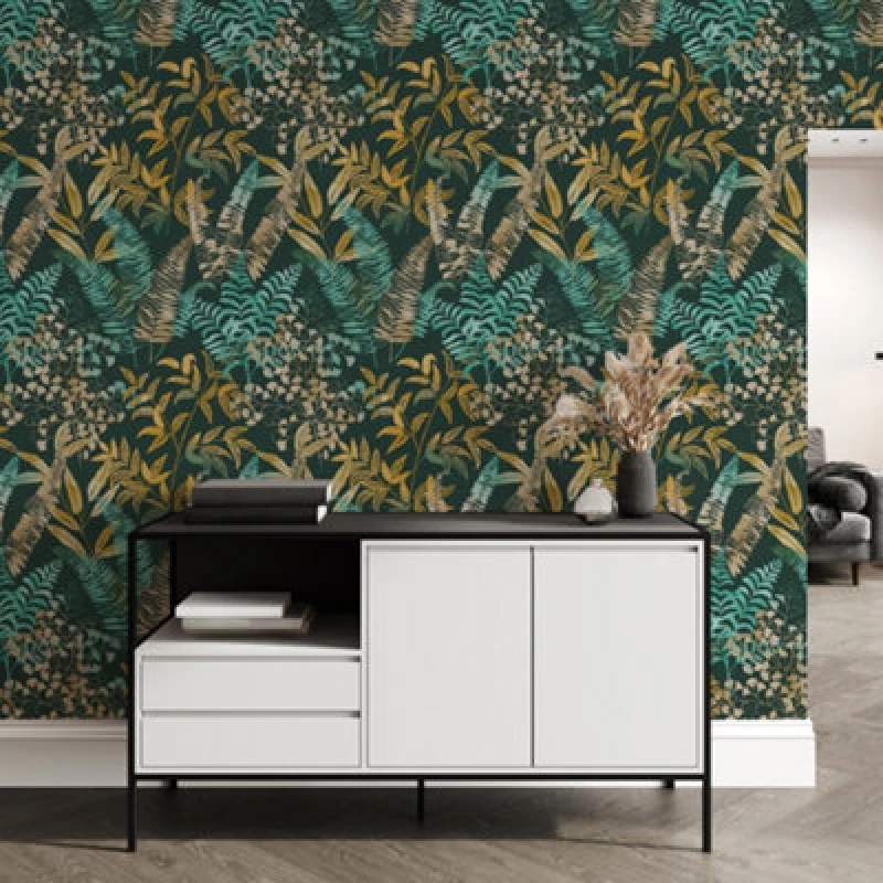 Image of Superfresco Easy Superfresco Easy Temptation Leaves Wallpaper in Blue Size: 10000mm_x_520mm Blue 10000mm_x_520mm Unisex 5011583666373