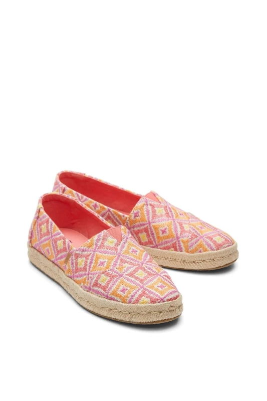 Image of TOMS Womens Alpargata 2.0 Harlequin Canvas Espadrilles - UK 4 Pink Flats female 10020707 4