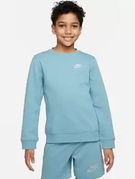Image of Nike Older Boys Nsw Club Crew Bb - Blue/White, Size S=8-10 Years