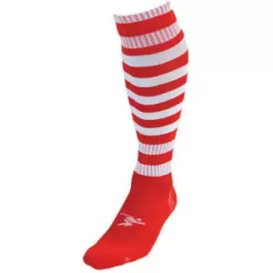Image of Precision Childrens/Kids Pro Hooped Football Socks (12 UK Child-2 UK) (Red/White)