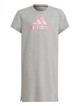Image of adidas Junior Girls Dress - Grey/Pink, Size 9-10 Years, Women