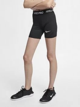 Image of Nike Pro Girls Boy Shorts - Black, Size XS, 6-8 Years, Women