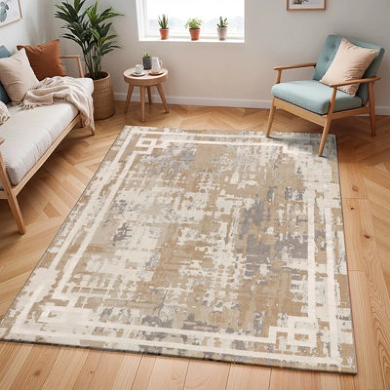 Image of Livabliss Abstract Modern Marble Beige/white Martina Area Rug 160 X 220 Cm - Easy Care, Non Shedding, Ideal For Living Room & Bedroom