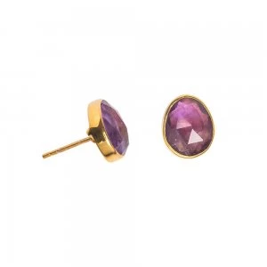 Image of Juvi Designs Gold vermeil boho oval stud Purple