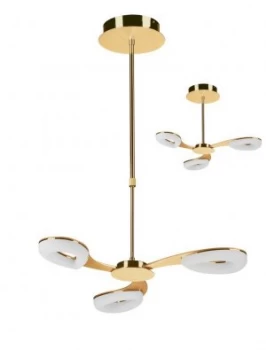 Image of Telescopic Semi Flush Convertible 3 Light 15W LED 3000K, 1350lm, Satin Gold, Frosted Acrylic, Gold