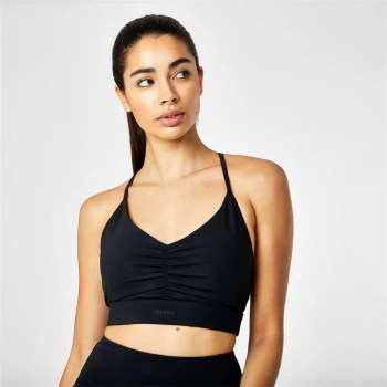 Image of USA Pro Ruched Racer Back Sports Bra - Black