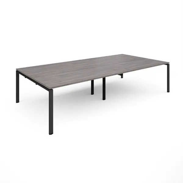 Image of Adapt Rectangular Office Boardroom Table - Grey Oak - Black Frame - W3200mm