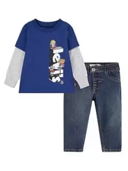 Image of Levis Baby Boys Skater Denim Set - Blue Size 6 Months